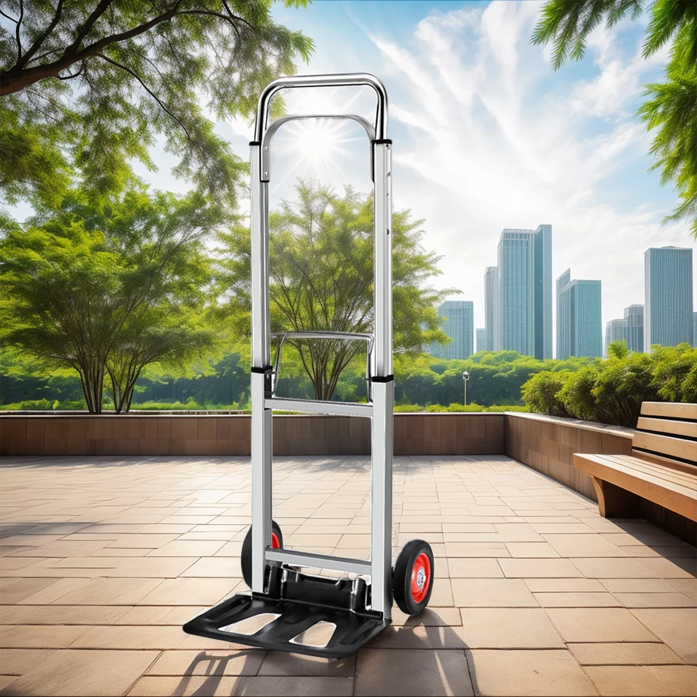 Folding Sack Truck Foldable Hand Truck Long Telescoping Handle Heavy Duty Barrow Cart Multifunctional for Moving and Travel