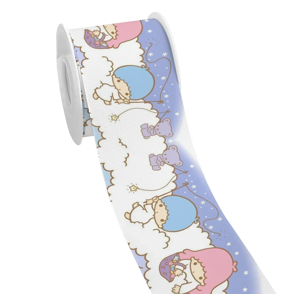 Sanrio Little Twin Stars Fita de cetim, Lovely Grosgrain cabelo arcos, DIY Headwear para a menina, 10 jardas