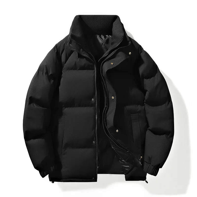 Stand Collar Solid Color Windproof Parka Men Plus Size Winter Jacket Winter Men Zipper Parkas Thicken Warm Waterproof Coat Mens