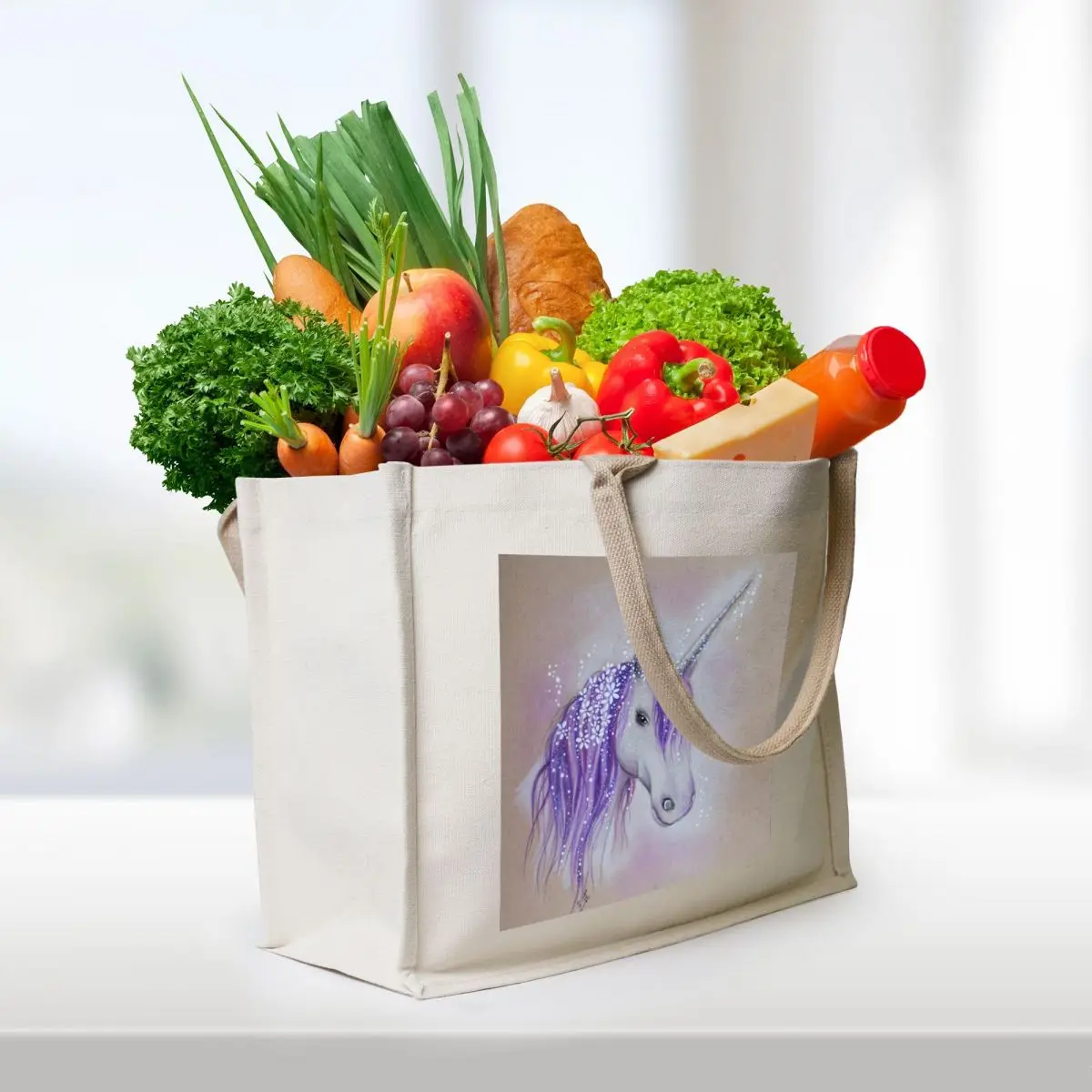 Lilac Dreaming Unicorn Tote Bag canvas tote bags tote bags aesthetic shopping bags foldable