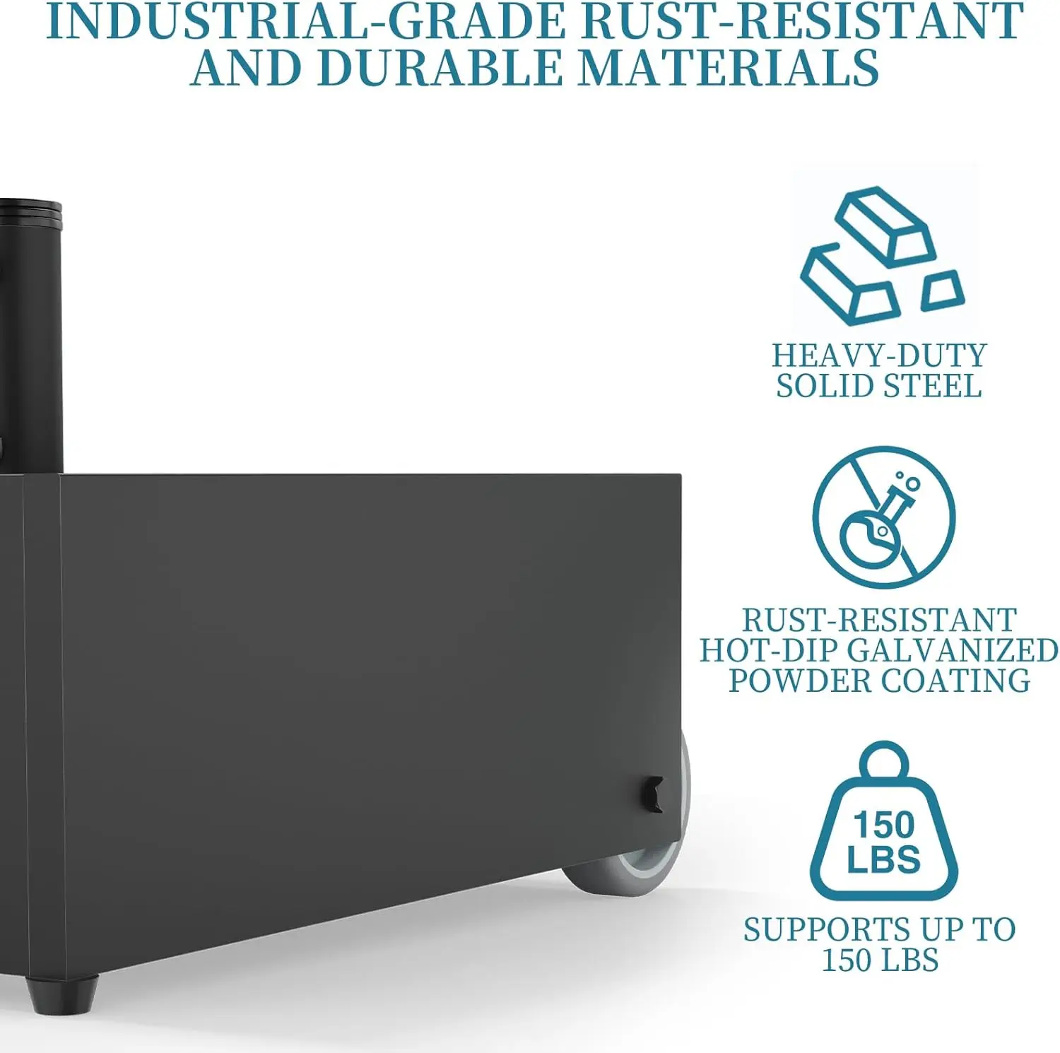 قاعدة مظلة بعجلات، حامل مظلة زارع قابل للتعبئة بسعة 150 رطل، حامل مظلة فولاذي مقاوم للصدأ مع مقبض ونملة