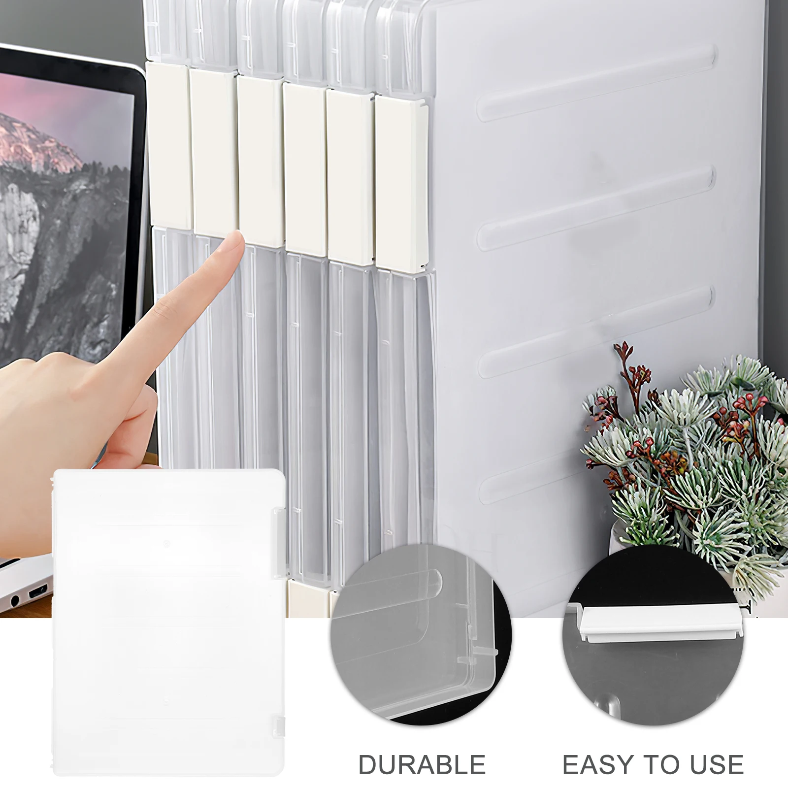 

Portable Transparent Document Organizer Desktop File Storage Box Large Capacity Paper File Container PP Material