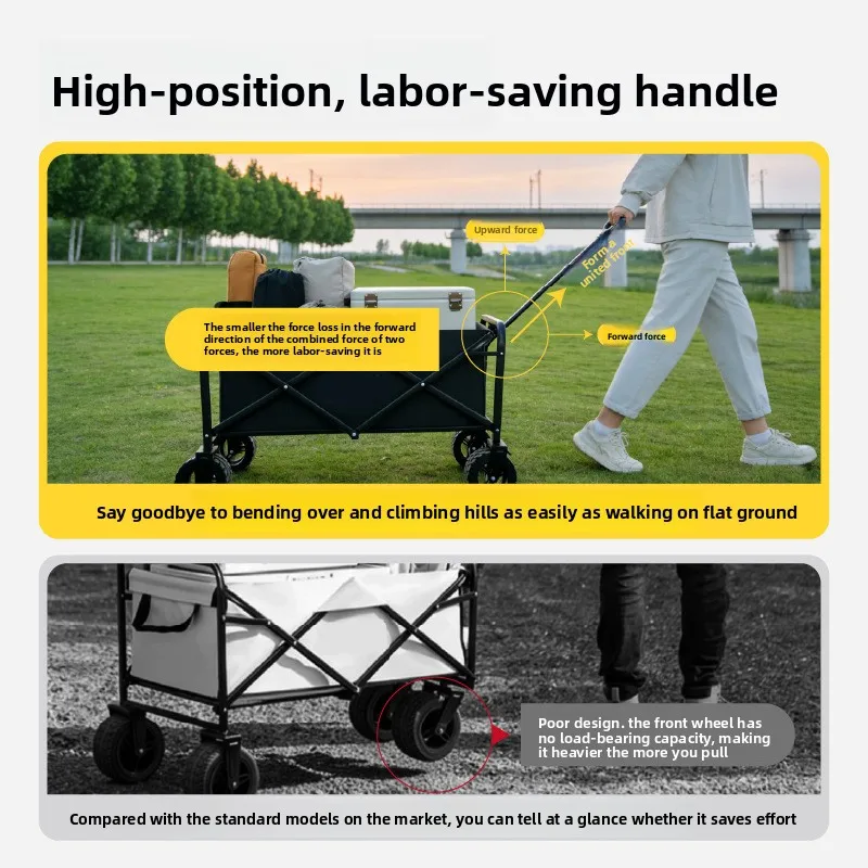 Foldable Large Capacity Camping Cart Outdoor Multifunctional Picnic Campsite Trolley Folding Trolley Cart Picnic Camping Cart