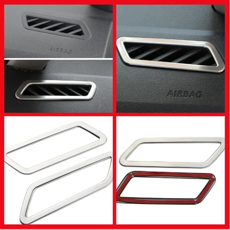 2Pcs Car Front Dashboard Air Conditioning AC Outlet Vent Decoration Sticker Cover for Volkswagen VW T-roc 2017-2022 Accessories