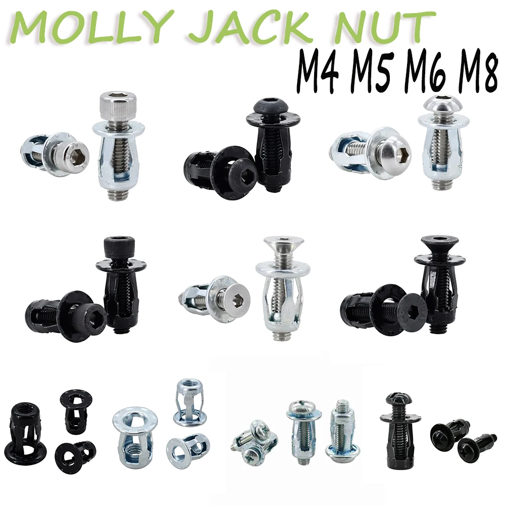 M4 M5 M6 M8 Petal Shape Metal Rivet Nut Screw Bolt Set Expansion Jack Nuts Rivetnut Hexagon Screws Panel License Fix Clamp Lock