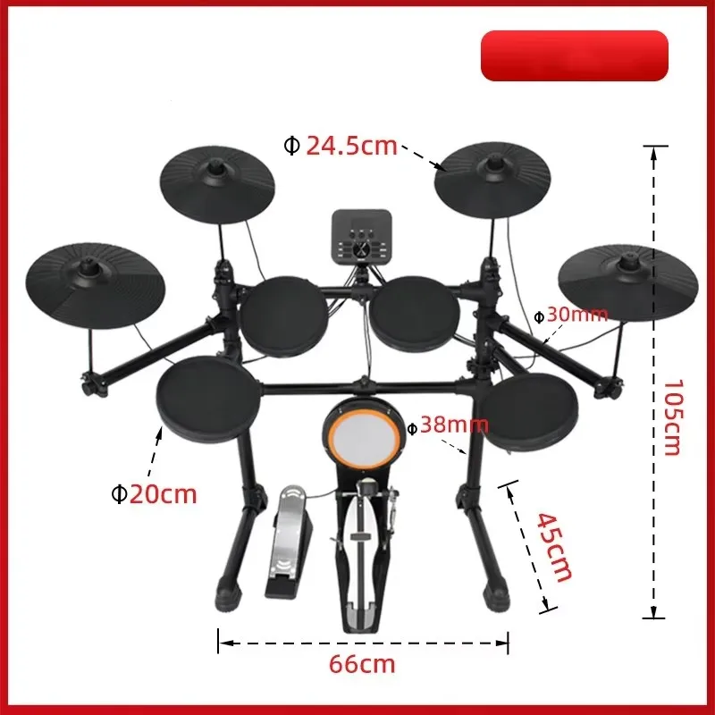 Electronic Drum Electric Marching Home Practice Set of 5 Drums and 4 Cymbals Silicone Drum