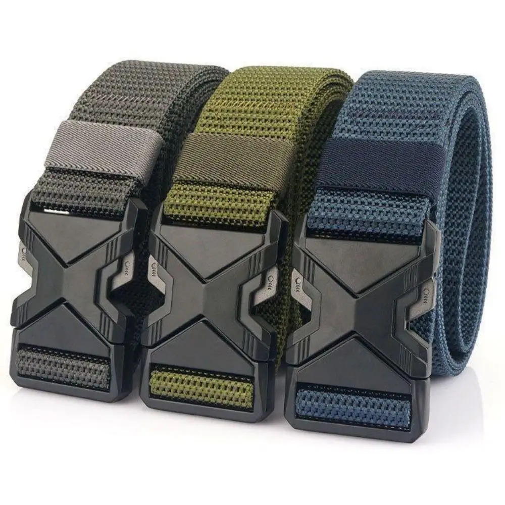 Durable Multi Function Men's Canvas Belt Breathable Thickened Quick Release Waistband Outdoor Workwear Belt