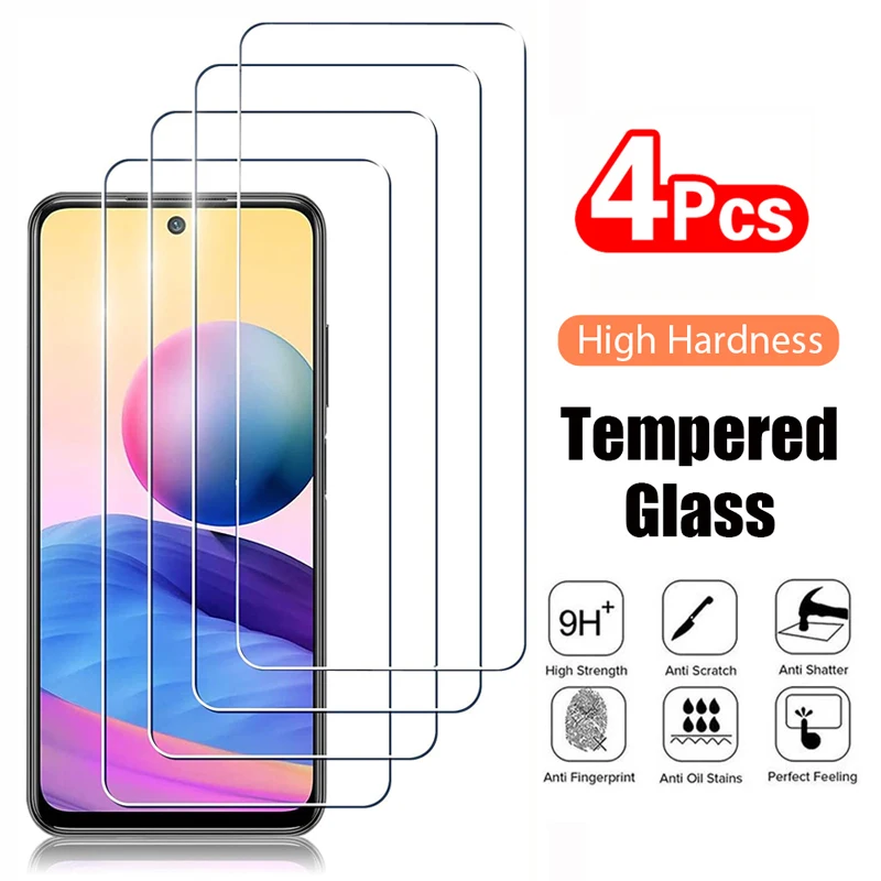 

4PCS Tempered Glass for Xiaomi Redmi Note 10 9 8 Pro 7 9A 9C 9T 8T 10A 10C Screen Protector for Redmi Note 10 Pro 9S 10S Glass