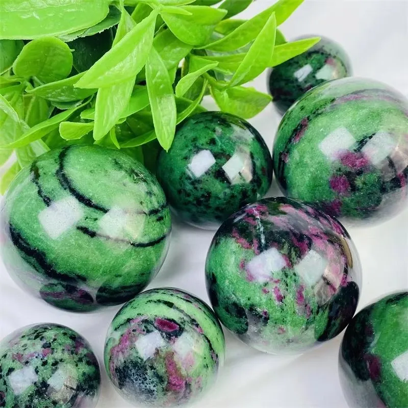 1PC Natural Polished Ruby Zoisite Sphere Healing Energy Crystal Tabletop Decor Spiritual Gift