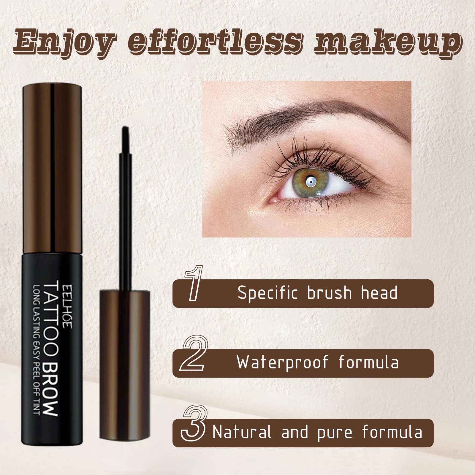 EELHOE Tattoo Brow Cream Semi Permanent Dye Eyebrow Long Last Waterproof Non Fading Easy To Use Dye Eyebrow Cream Cosmetic 5ml