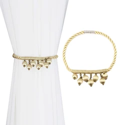 1Pc Magnetic Curtain Tieback Gold Weave Rope Buckle Curtain Holder Clip Bead Spike Decoration
