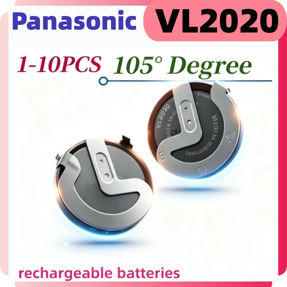 1-10PCS VL2020 Original Panasonic 2020 Rechargeable Lithium Battery With Legs 105 Degrees for Car Key