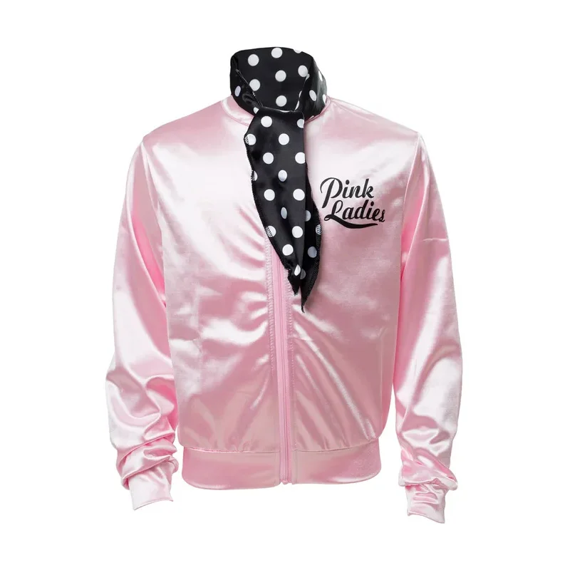 Disfraz de Cosplay de engrase The Pink para mujer, chaqueta de animadora de fantasía Retro, tela para fiesta de carnaval y Halloween