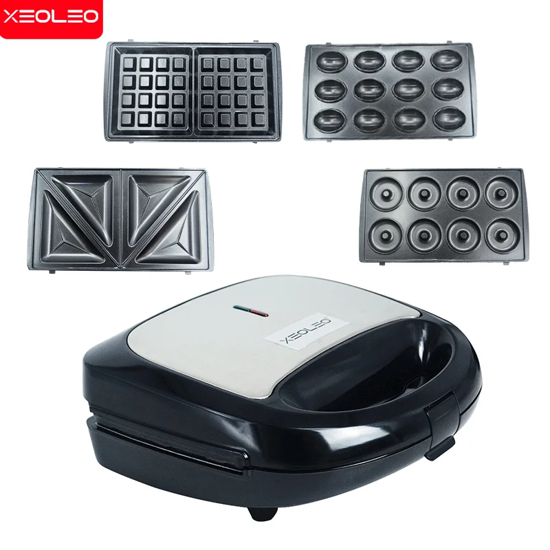 XEOLEO-5 em 1 Máquina Elétrica de Waffles, 750W, Multi-Baker, Bolha, Mini, Sanduíche, Donut, Panini, Máquina de Bolo, Cozinha, Pão, Antiaderente