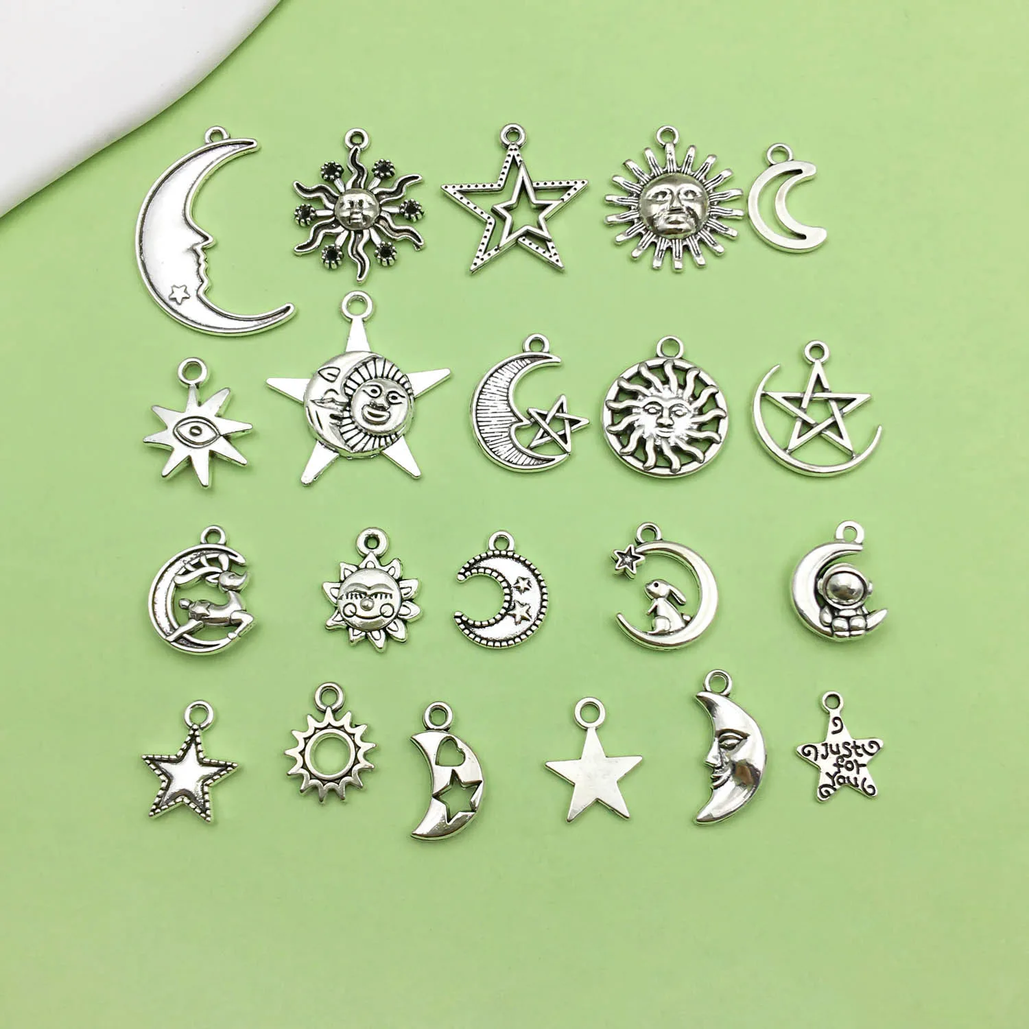 20/21 stücke Legierung Ramadan Charms Sonne Mond Pentagramm Design Anhänger für DIY Halskette Armband Schmuck Machen Zubehör