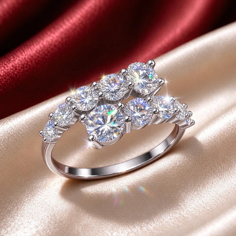 Neuer Modischer Marquise-Schliff Moissanit-Ring S925 Sterling Silber mit GRA-Zertifikat D VVS1 3EX Verstellbare Größe Hochzeits- und Partygeschenk – Detail 11