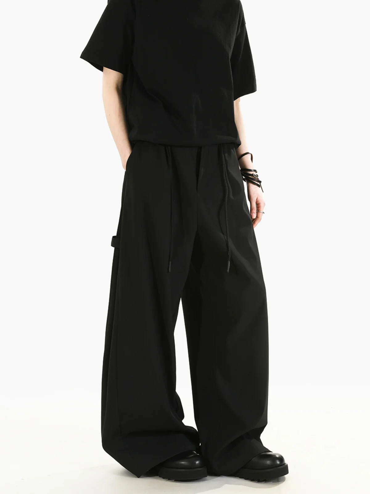 

Винтажные повседневные брюки с широкими штанинами для мужчин, свободные, струящиеся, удобные, прямого кроя, молодежные, на все сезоны, базовые цвета