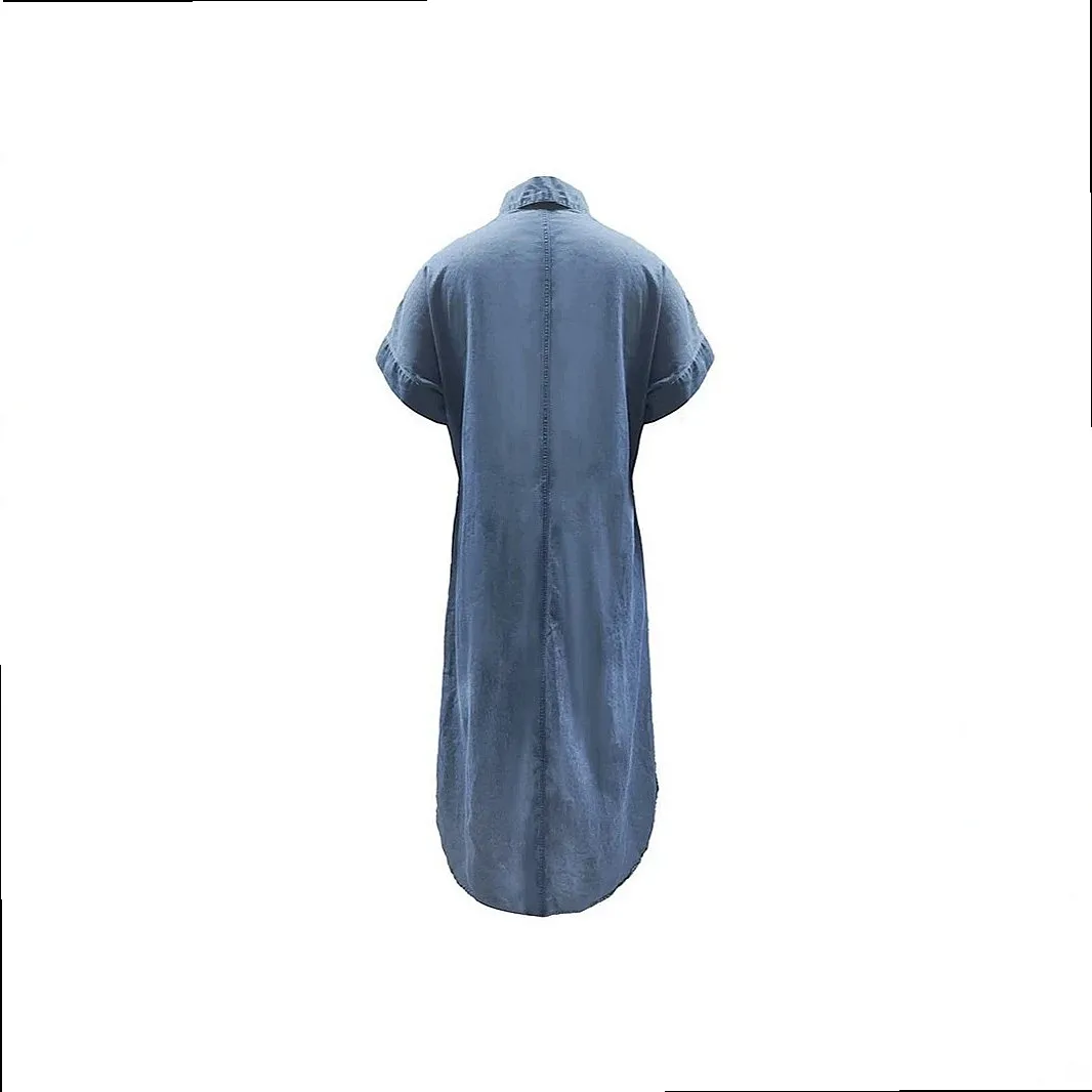 Summer Short Sleeve Denim Dress Casual Loose Women Dresses Overall Jumpsuit Playsuit