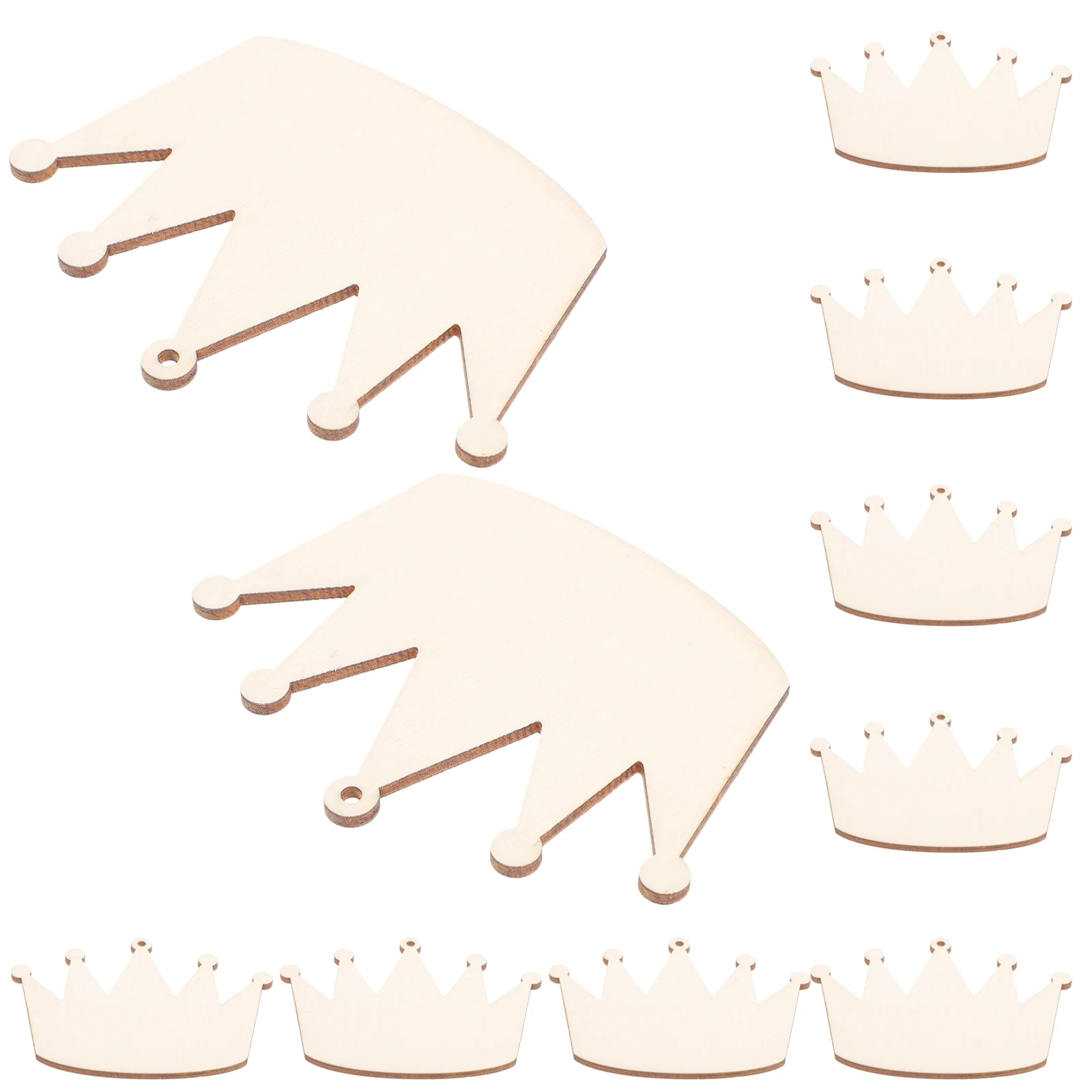 

10pcs Wooden Pendant Carved Tag Home Decor Props Round Color Crafting Beige Women Crown Diy Base Wood Craft Pocket Holding