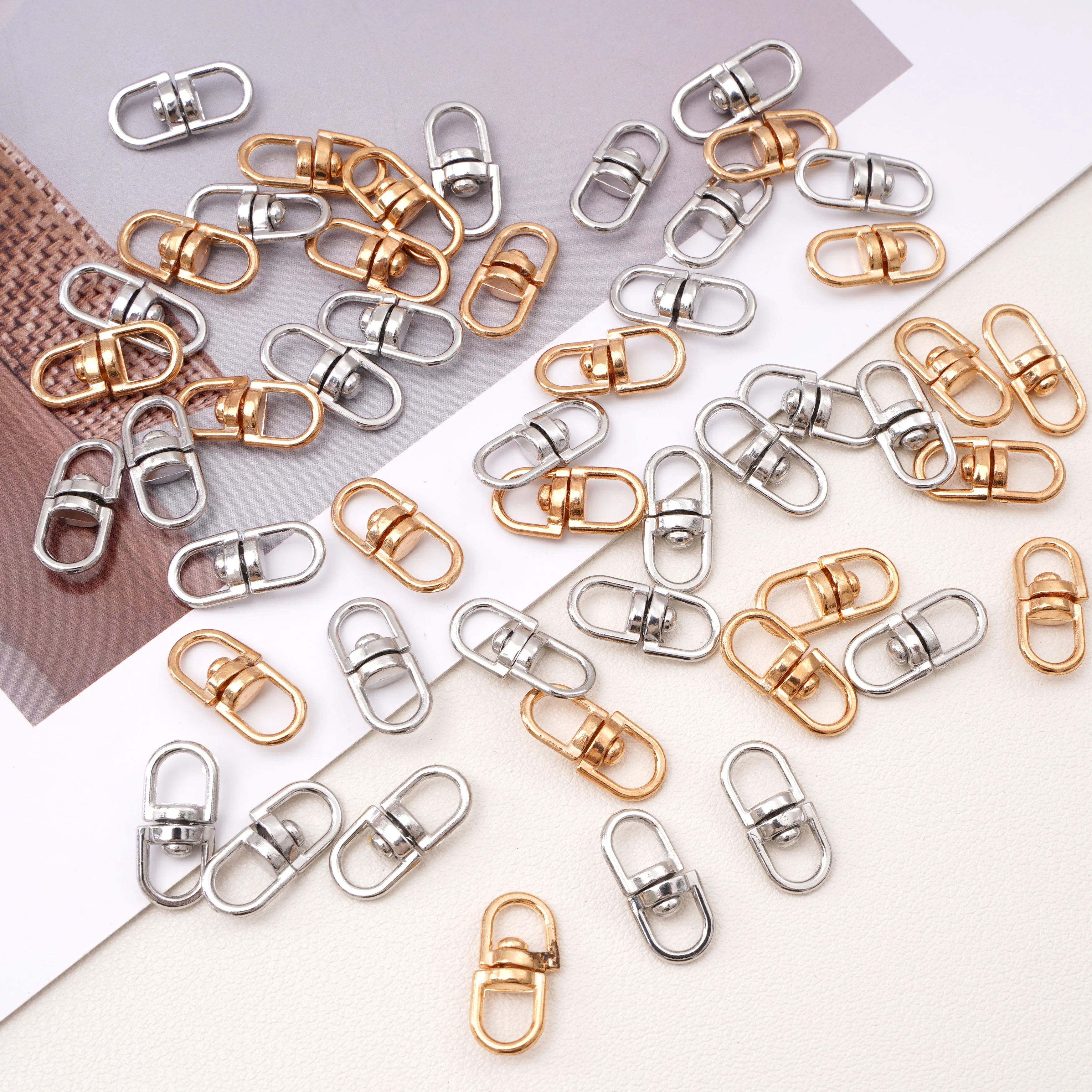 

10Pcs 8x19mm Rotating 8 Shape Buckle Rhodium/KC Gold Color Alloy Lobster Clasps Hook For Jewelry Making DIY Keychain Accessories
