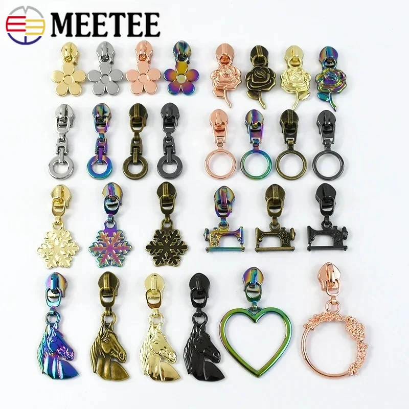 

10Pcs Meetee 5# Sewing Zipper Slider for Nylon Zip Tape Clothes Replacement Zips Puller Head Repair Kits DIY Bags Accessories