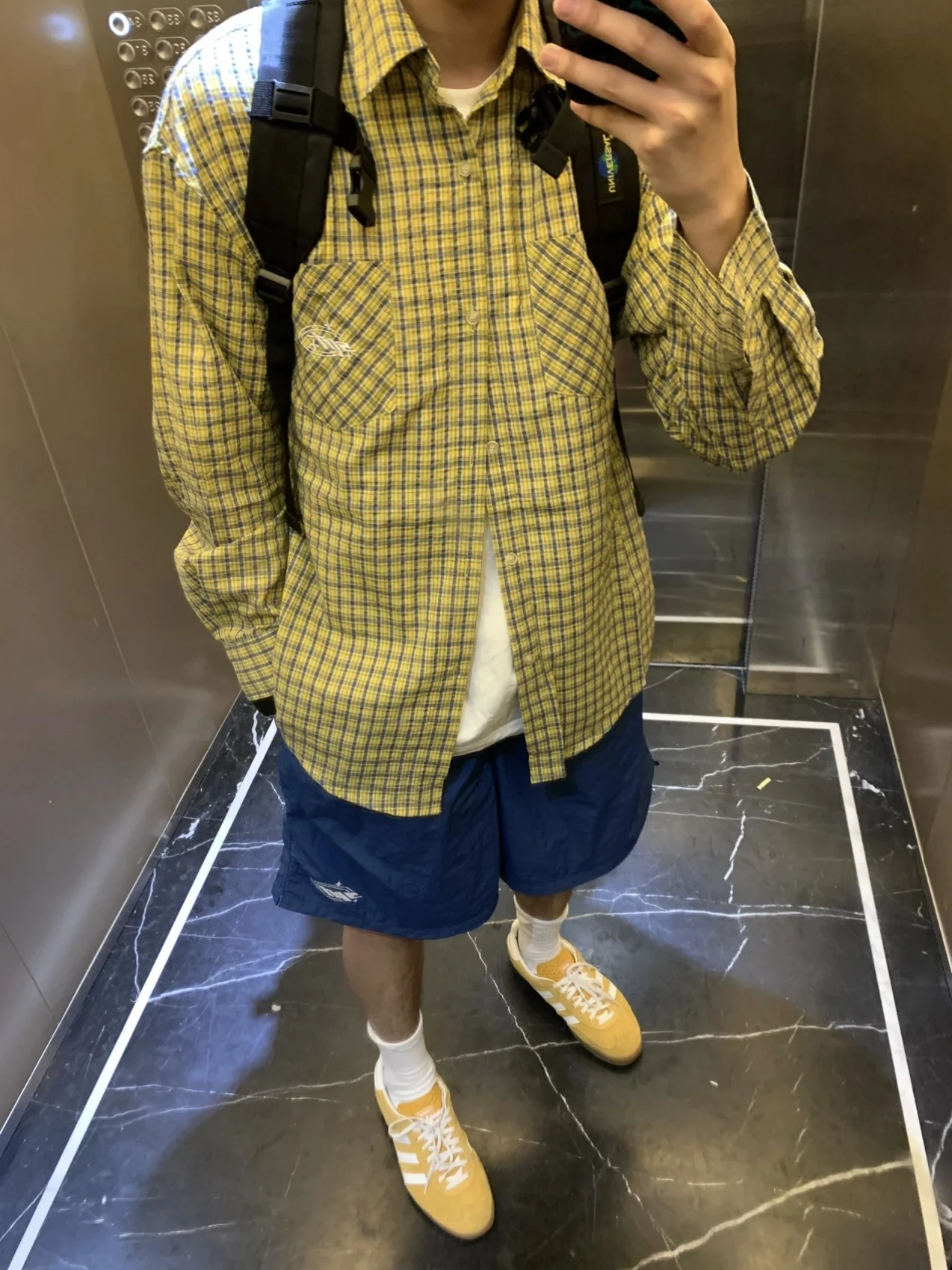 Retro American Yellow Plaid irt Casual Thin Sle per uomo e donna Primavera Autunno Coreano Sle Allentato Protezione solare Marca S...
