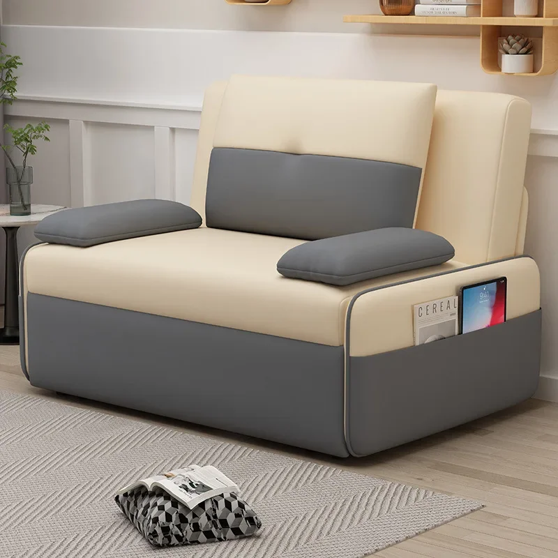 Foldable sofa bed, dual-purpose multi-function, small apartment living room, double, technology cloth storage, sitting and lying