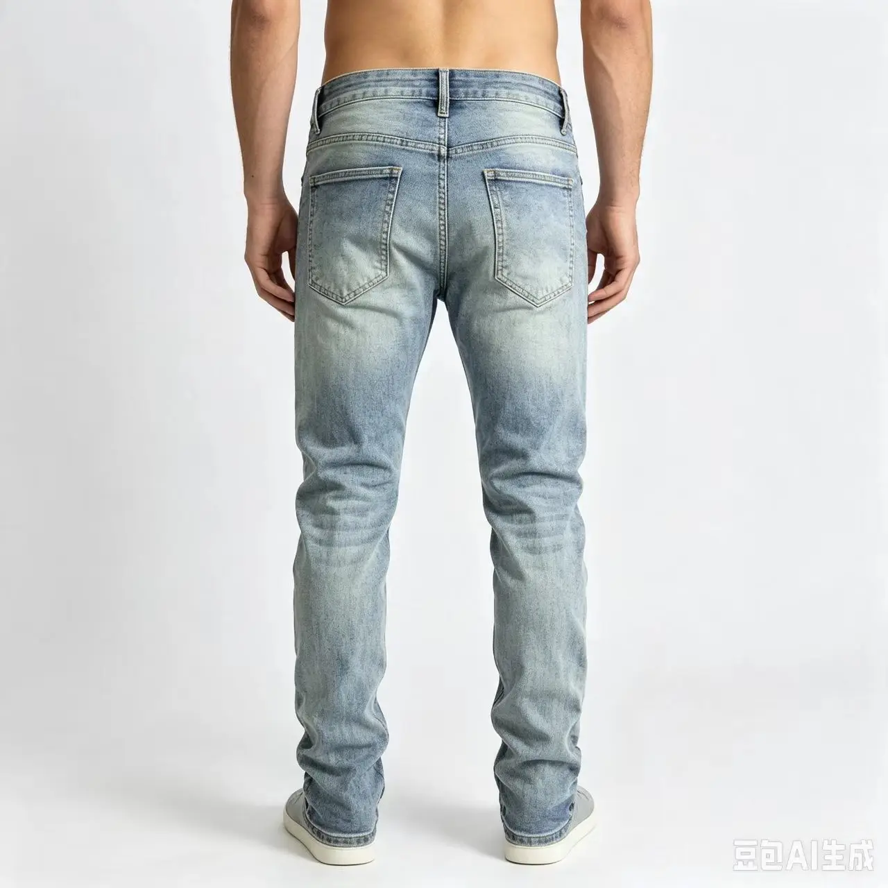 Men's Slim Fit Light Blue Jeans Fashionable Perforated Patches Washed Water Nostalgic Stretch Designer Hip-Hop Style