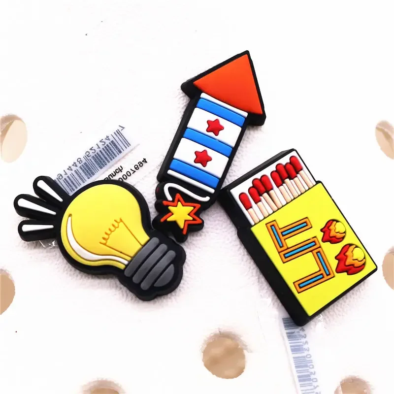 Novelty Cartoon Rocket Shoe Charms Accessories Match Bulb Good Idea Shoe Buckle Decoration for Kids X-mas Party Gifts