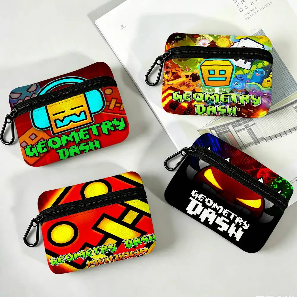 Game G-Geometry D-Dash-s Portable Mini Oxford Cloth Coin Purse With Carabiner Hook Zipper Key Card Earphone Storage Wallet