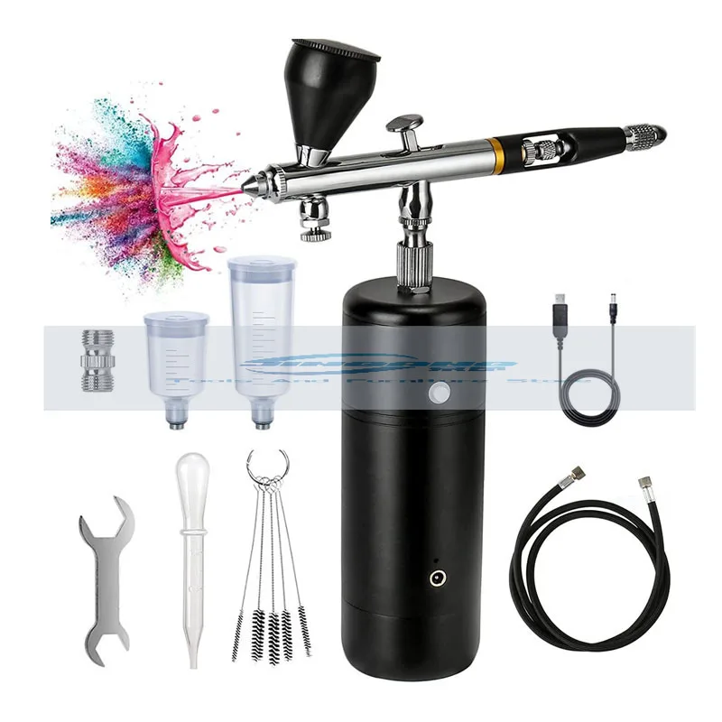 Компрессорный комплект аэрографа 32PSI, ручной проводной аэрограф, зарядка, живопись, татуировка, дизайн ногтей, макияж, раскраска торта Компрессорный комплект аэрографа 32PSI, ручной проводной аэрограф, зарядка, живопись, татуировка, дизайн ногтей, макияж, раскраска торта