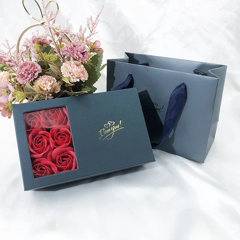 1set Artificial Rose Fake Flower Jewelry Gift Box Mother's Day Birthday Souvenir Multifunctional Gift Box for Girlfriend