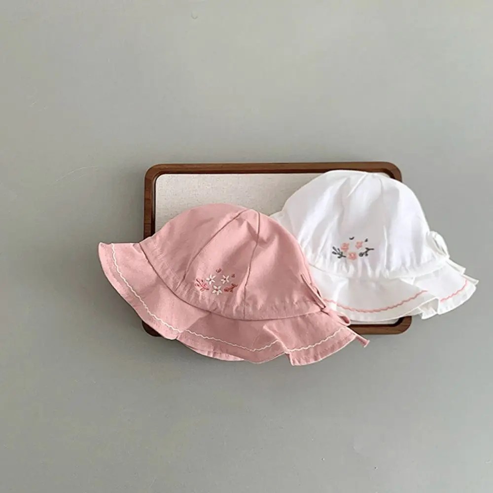 

Cute Flower Infant Bucket Hat Pleated Love Heart Baby Sunhat Wide Brim Sunscreen Toddle Fisherman Hat Boy