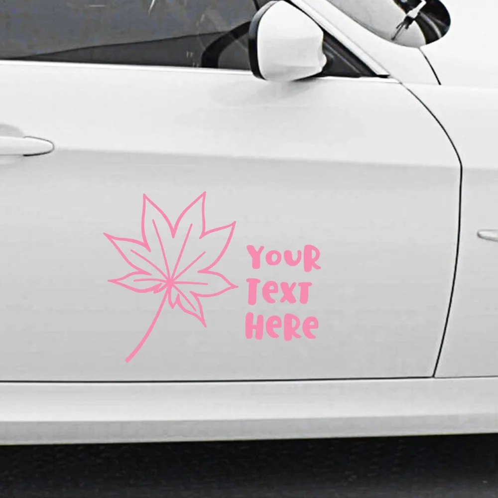1pc Creative Maple leaf Custom Text Car Stickers Stickers Car Vinyl Sticker Auto Laptop Car Door And Stickers Hood view 4