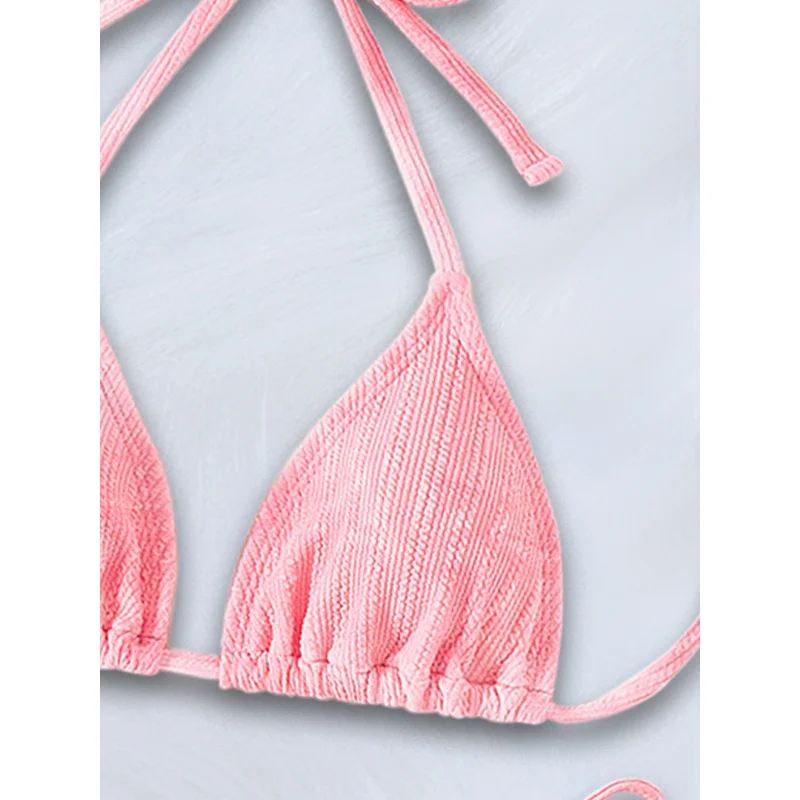 New Style Two-Piece Women's Swimsuit Backless Sexy Pink Bikini