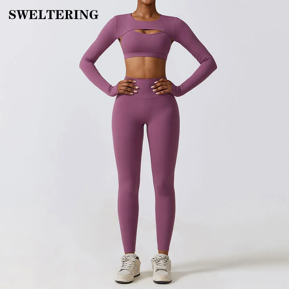 Women 2/3pcs Workout Outfits Yoga Sets Sportswear Gym Workout Clothing Tracksuit High Waist Leggings and Stretch Sports Bra womens sexy skinny diy printed t shirt and shorts sets 2 piece outfits tracksuit jogging suits customize your logo