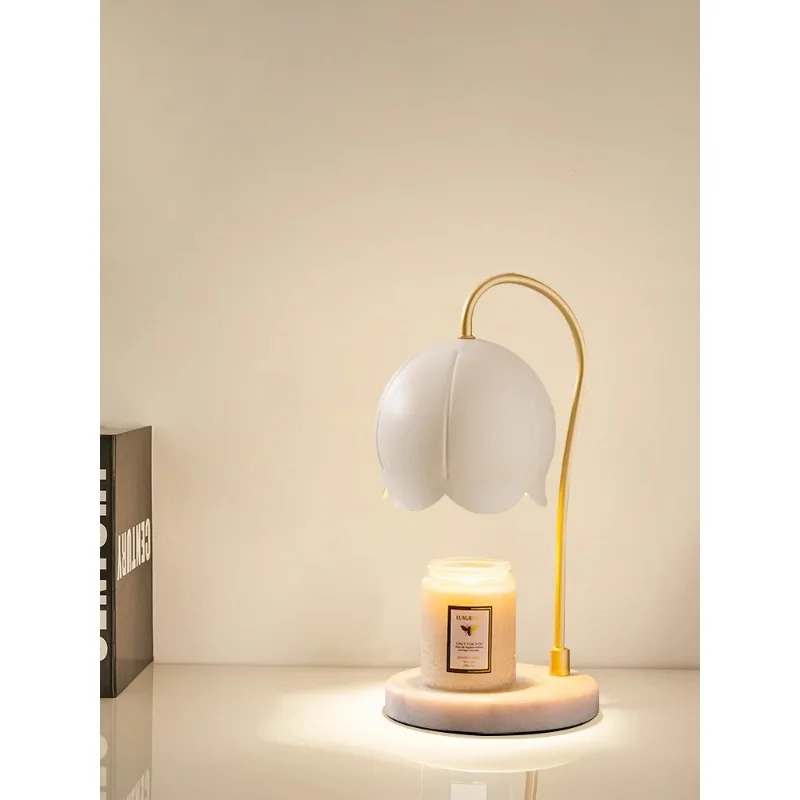 

Melting wax lamp Lily of the valley marble aromatherapy flower timing light luxury cement retro candle lamp table lamp