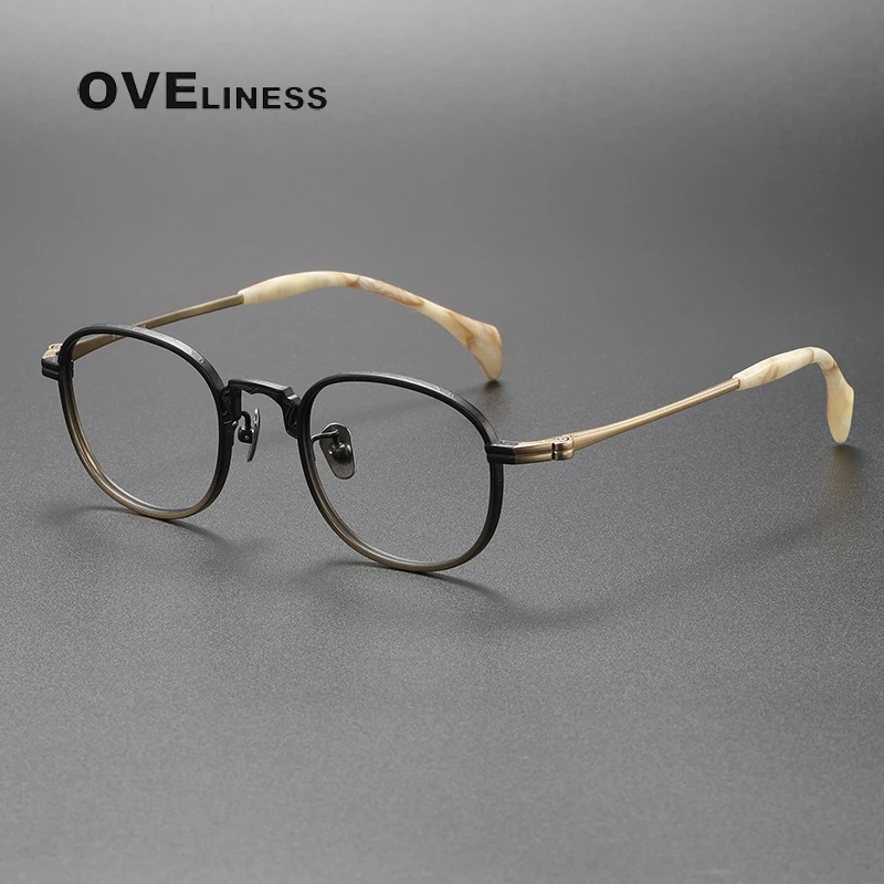 pure Titanium Glasses Frame for men Women Vintage Round Myopia Optical Prescription Eyeglasses Frame Men 2023 New Titan Eyewear