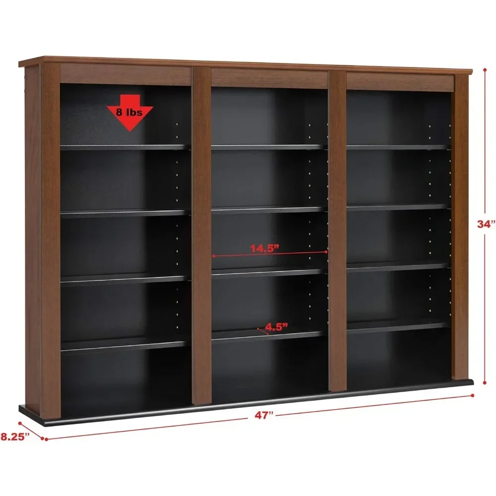 Triple Wall Mounted Storage Cabinet Book Shelf Iron Cherry and Black Living Room Furniture Makeup Organizer Kitchen Storages