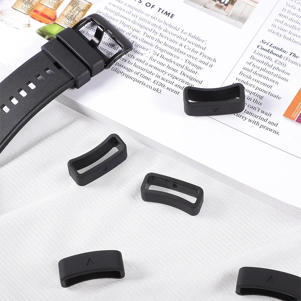 8Pcs Watch Band Holder Silicone Durable Anti-Slip Fastening Ring Compatible for Forerunner 230 620 630 Replacement Watch Strap
