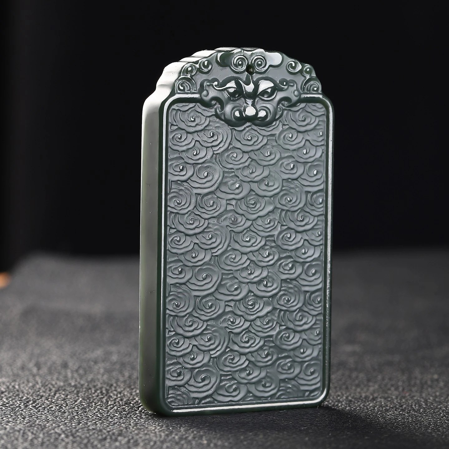 China Nephrite Stone Green Jade Beast Head Blank Pendant Necklace Men Women Certified Jewelry Hetian Jade Lucky Charm Amulet