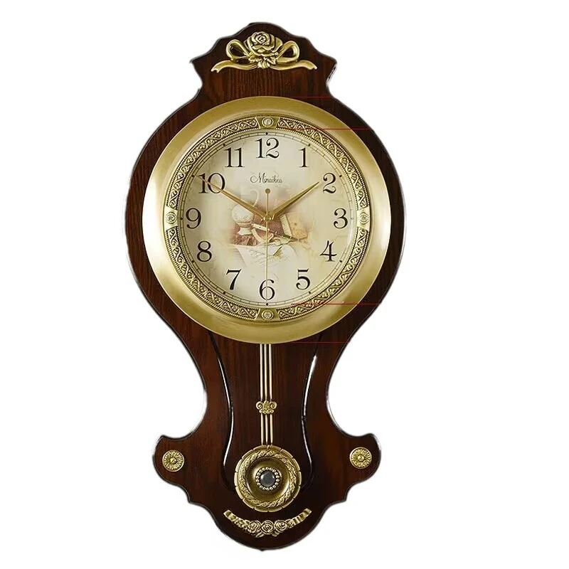 

Living room clock, round brass wall watch, brass clock