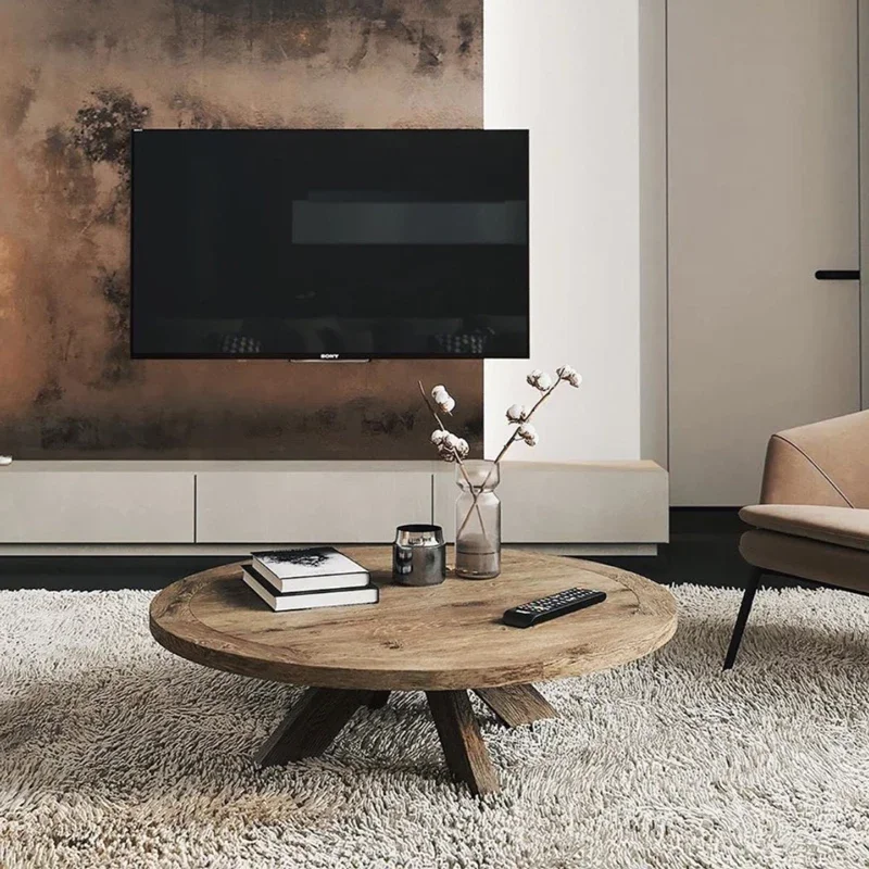 

Round Nordic Coffee Tables Wood Trendy Italian Modern Luxury Coffee Table Glamour Retro Style Mesa Living Room Furniture