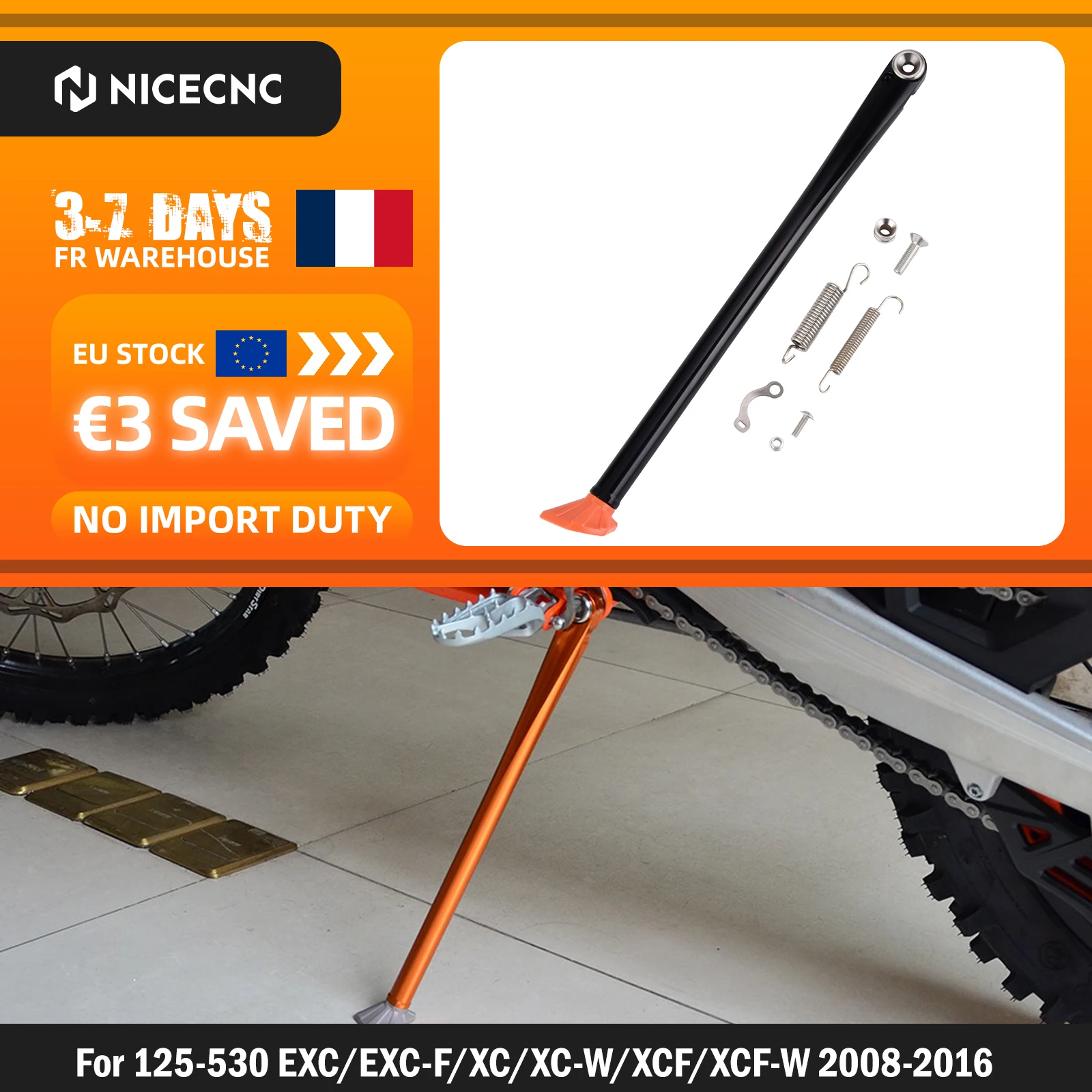 NICECNC 2008-2016 Motorrad-Seitenständer für KTM EXC 300 EXC 250 EXC 250F EXC-F 350 XCW 300 XC-F 350 und Husqvarna TE 300 TE2 50 FE 250 FE 350 FE 450 2014-2016