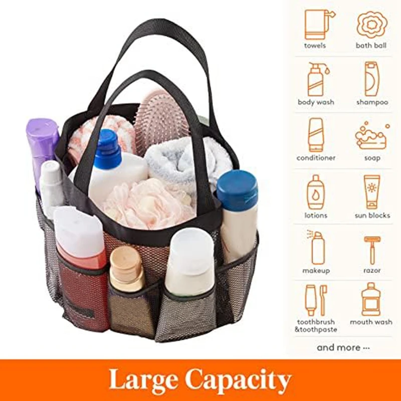 2Pcs Mesh Shower Stand Suitable For University Dormitory, Bathroom, Gym And Travel, Black