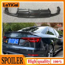 탄소 섬유 리어 디퓨저 범퍼 스포일러 가드 프로텍터 스키드 플레이트 커버, 아우디 A4 s 라인 S4 A4 B9 세단 4 도어 2016-2019