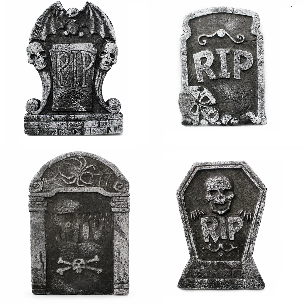 Set of 1/4 Tombstones Gravestone Grave Headstones Rip Halloween Party Polystyrene Decorations Prop Graveyard House Outdoor