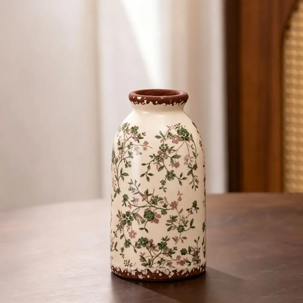Hydroponic Vase Vintage Ceramic Vase Exquisite Design Rustic Flower Vase Crackle Glaze Creative Decorative Vase Home Decoration