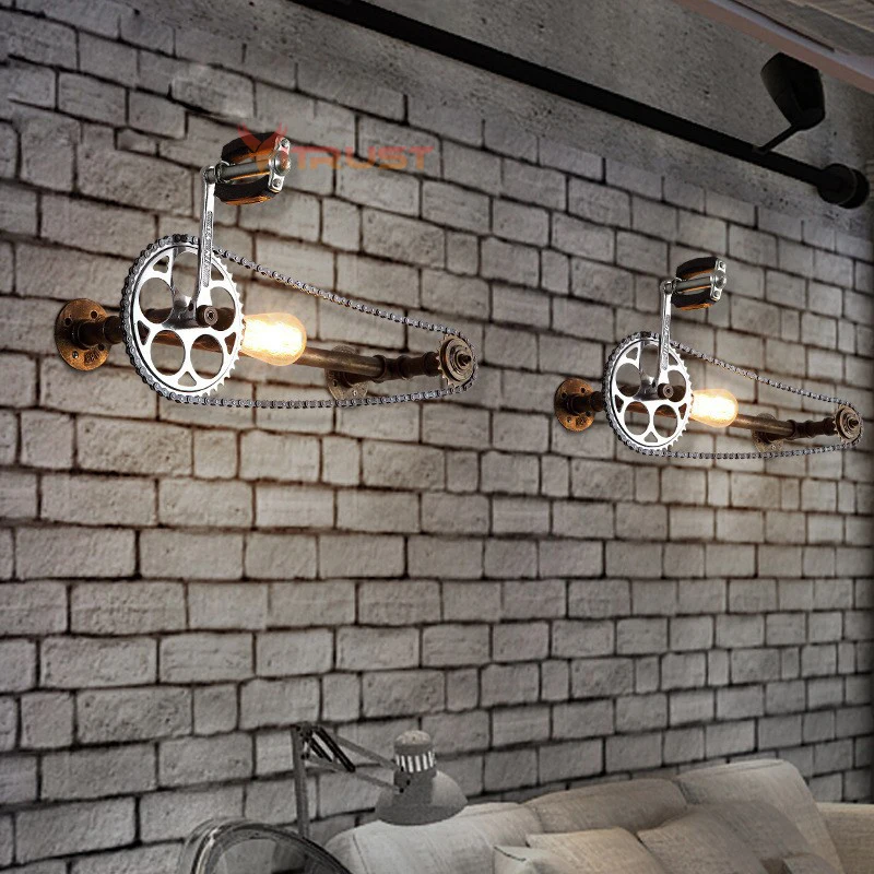 Vintage Gear Pipe Wall Lamps Industrial Wall Lights Dining Room Bar Cafe Restaurant Decoration Water Pipe Wall Lighting