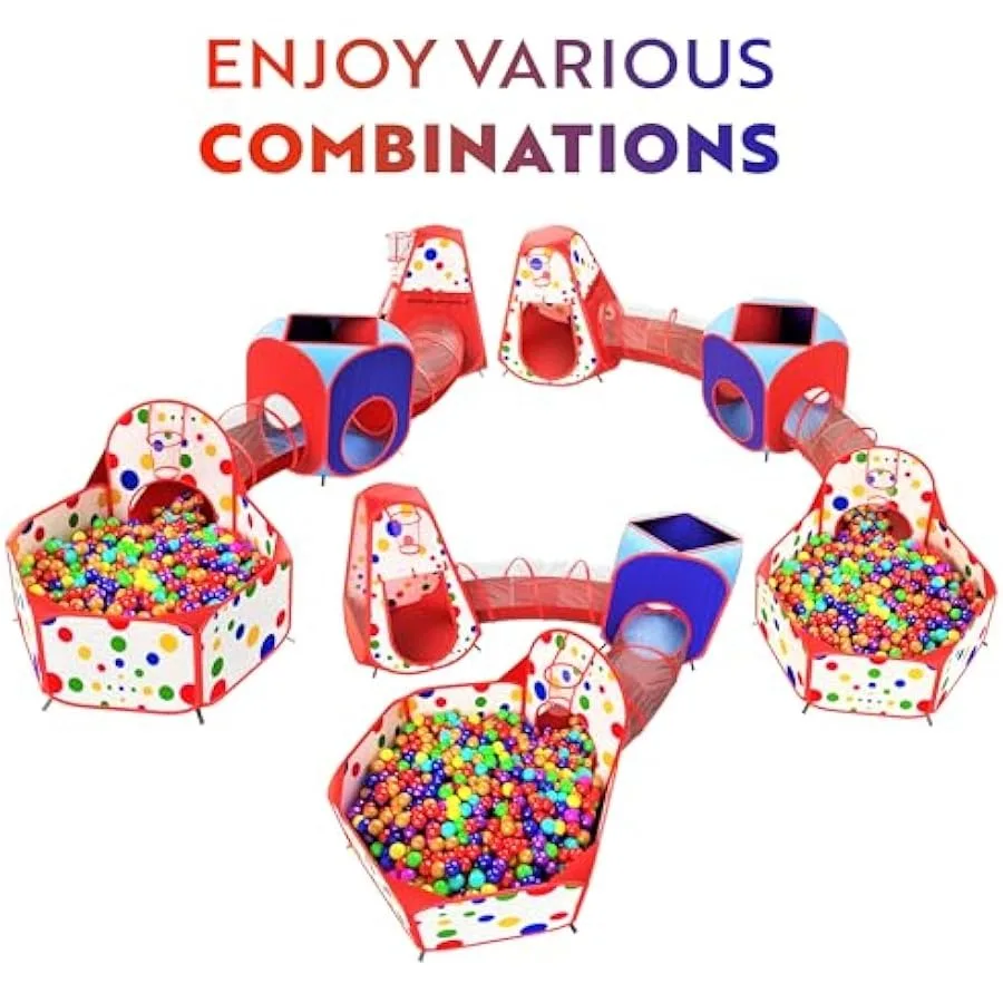 Playz – tentes de jeu 5 pièces, tunnels rampants et piscine à balles, tente de jeu Popup à rebond avec panier de basket-ball pour usage intérieur et extérieur
